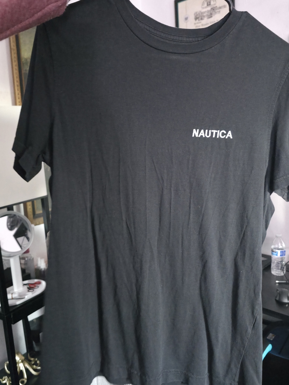 Nautica Black Crew Neck T-Shirt with White Logo